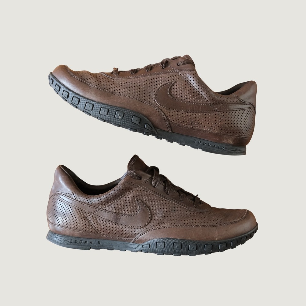 Nike Waffle Racer III Sneakers Mens Brown Leather Perforated Vintage 9.5 Sporty